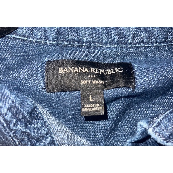 Banana republic Jean sz l collar button down long sleeve hipster preppy - Picture 5 of 6